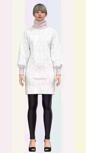 Women high neck collar sweat shirt  Low-poly 3D model