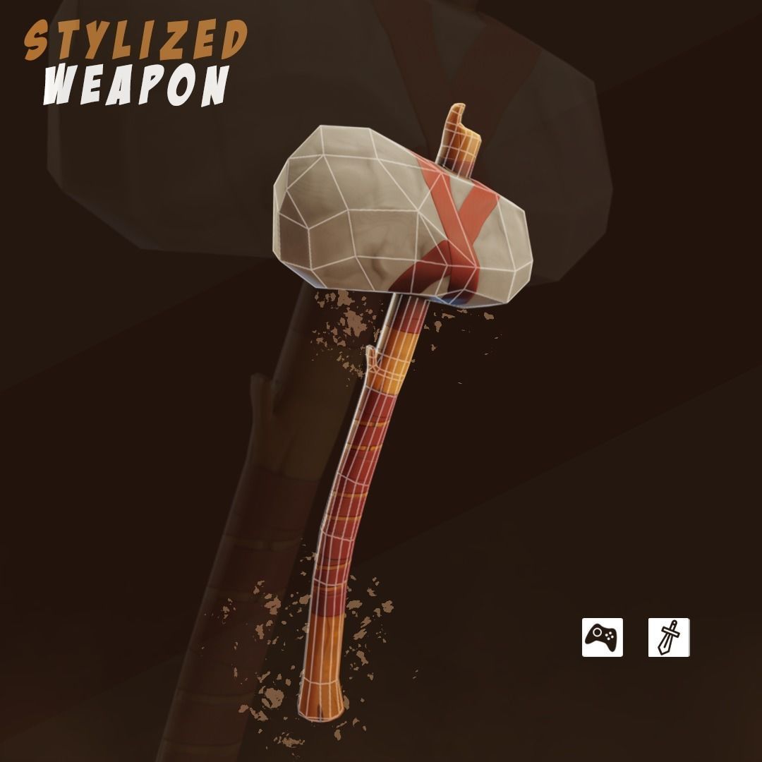 Stylized weapon pack Low-poly 3D model_9