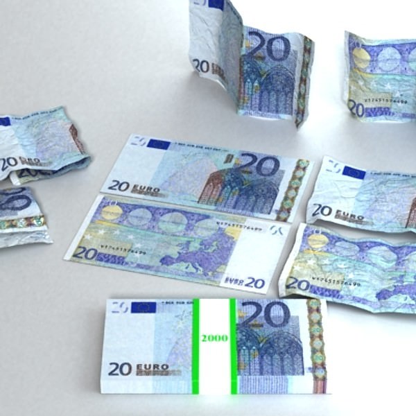 20 Euro Paper Money 3D model_2