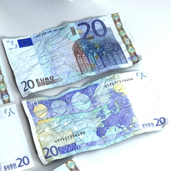 20 Euro Paper Money 3D model_4