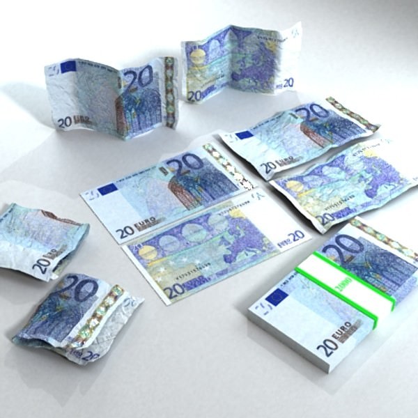 20 Euro Paper Money 3D model_1