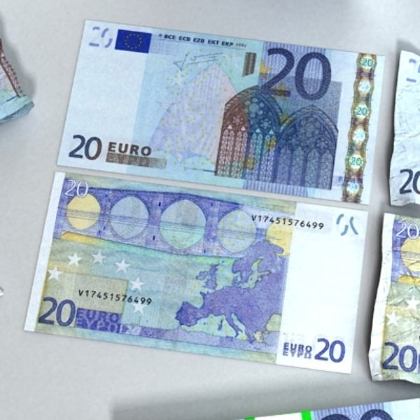 20 Euro Paper Money 3D model_3