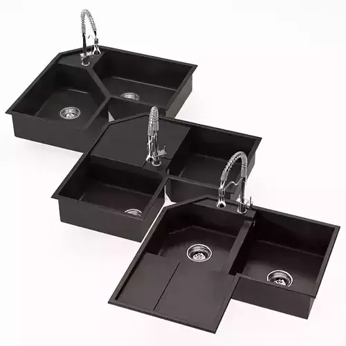 kitchen sinks set 01 -corner-
