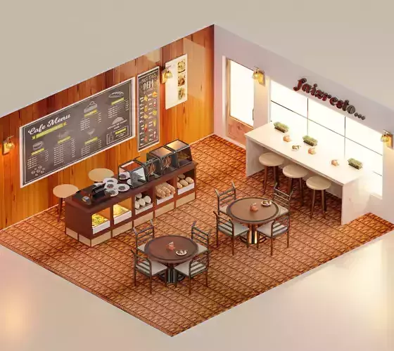 Interior Full set furniture Restaurant 