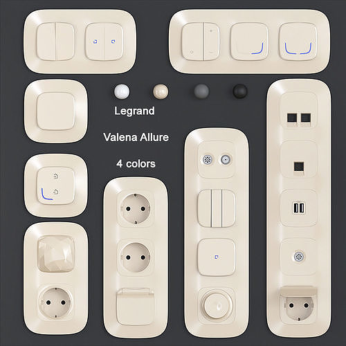 Sockets and switches Legrand Valena Allure 3D model