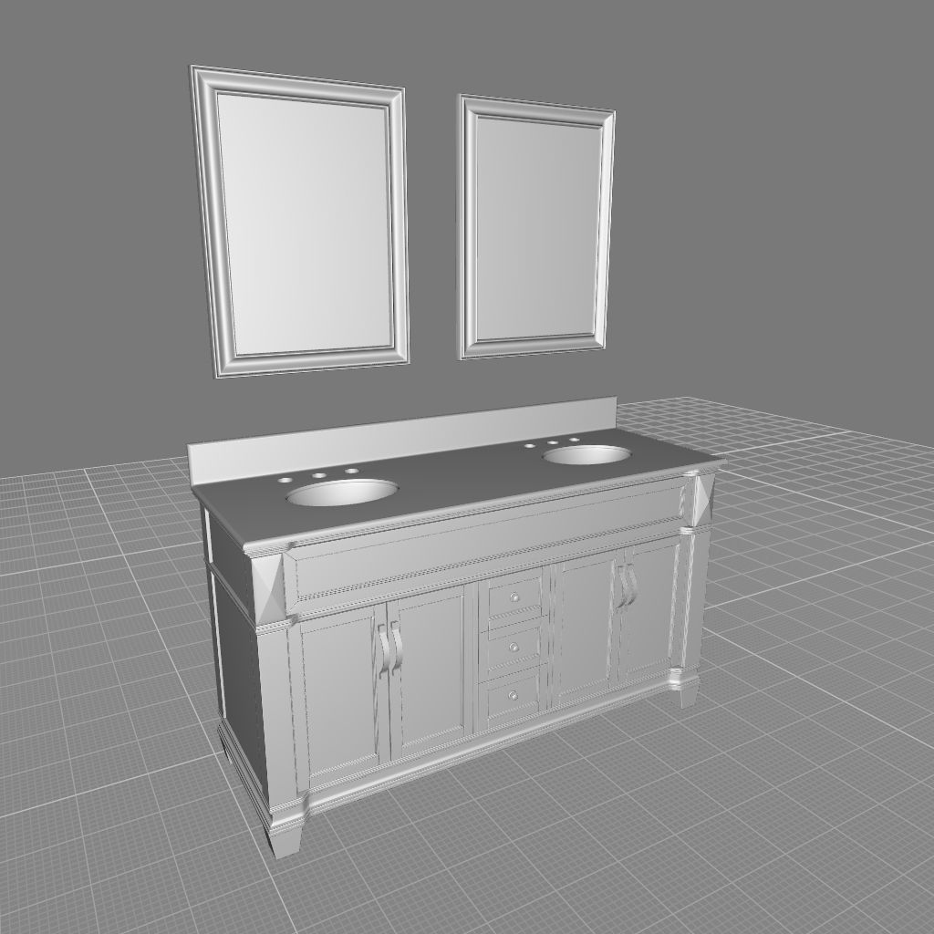 Kace Double Bathroom Vanity Set  3D model_10