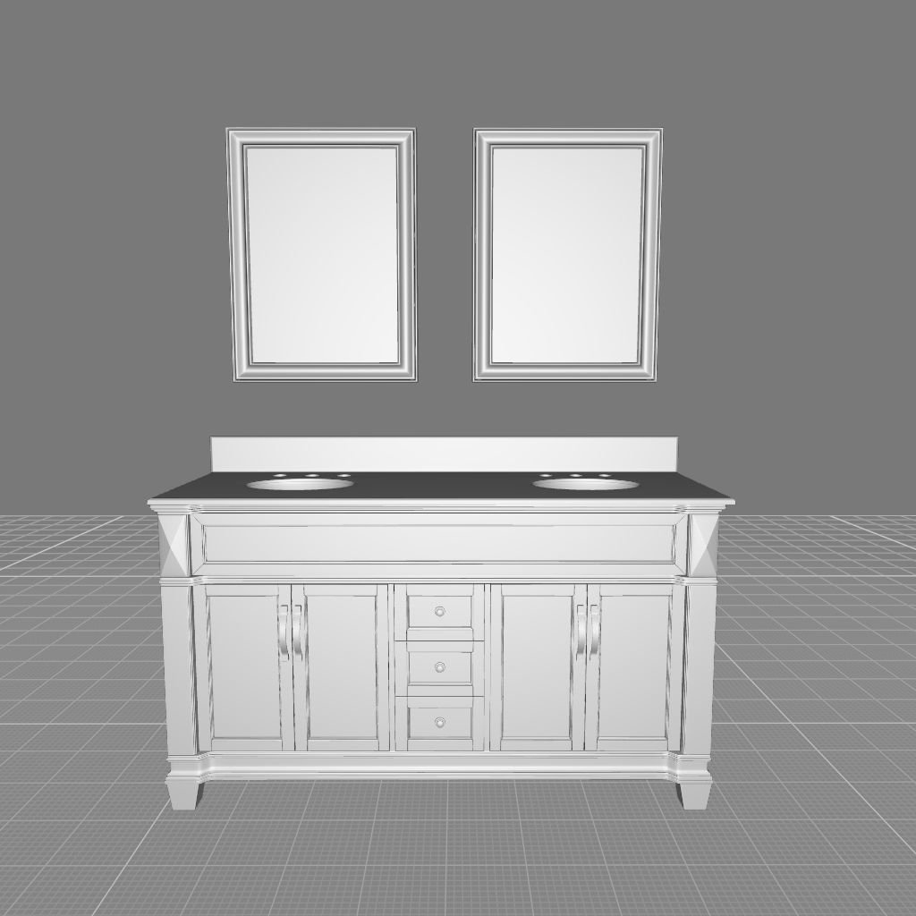 Kace Double Bathroom Vanity Set  3D model_7