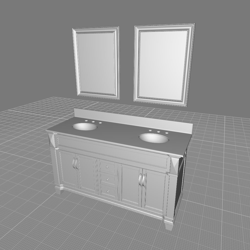 Kace Double Bathroom Vanity Set  3D model_9