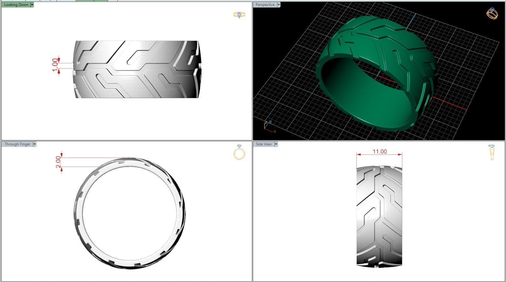 Moto Wide Back Wheel Tire Tread Men Ring 3D print model_6