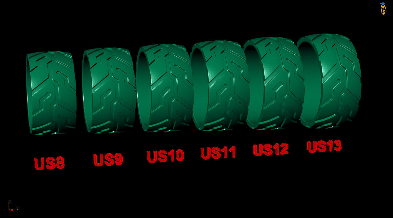 Moto Wide Back Wheel Tire Tread Men Ring 3D print model_7