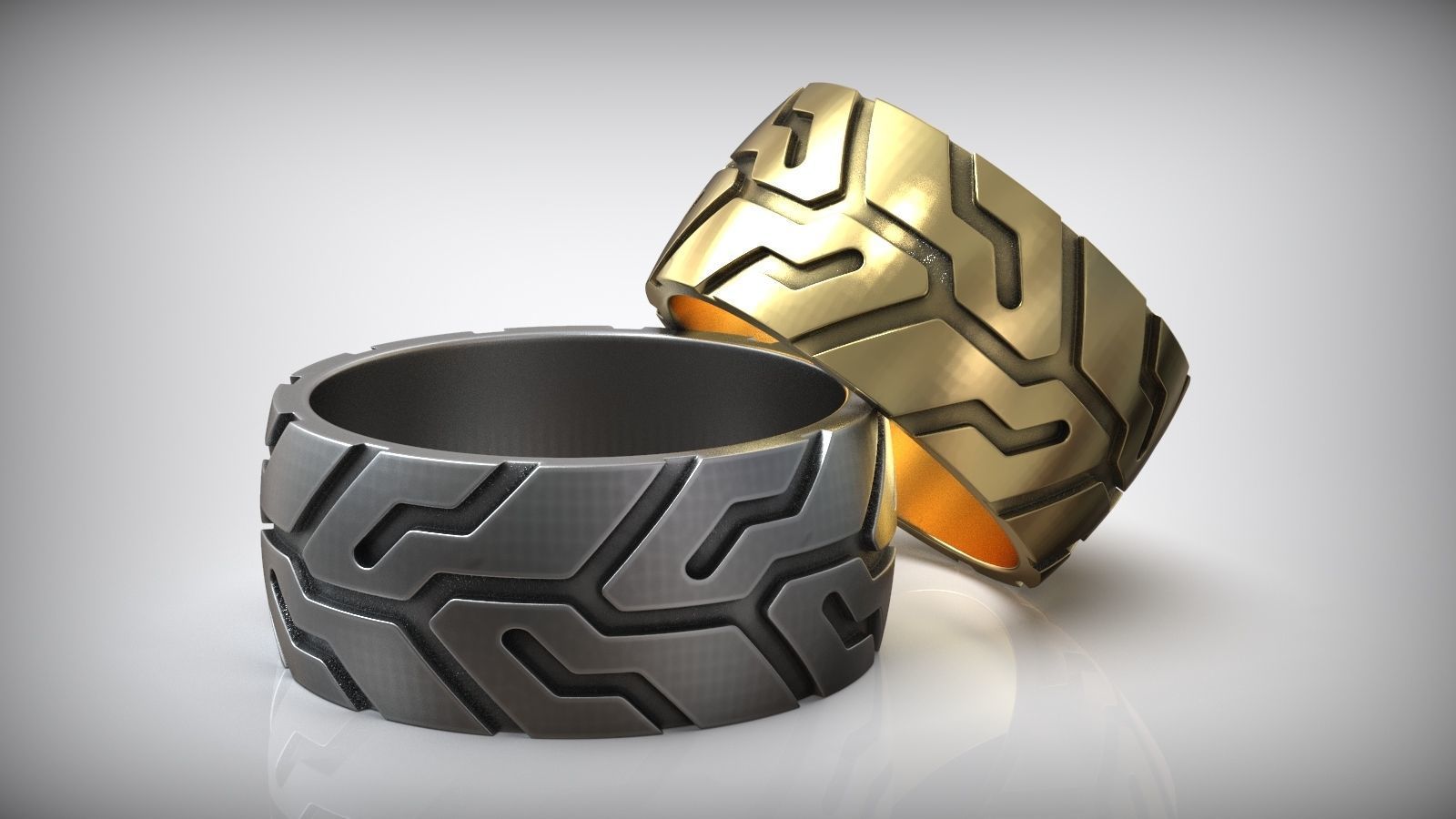 Moto Wide Back Wheel Tire Tread Men Ring 3D print model_1