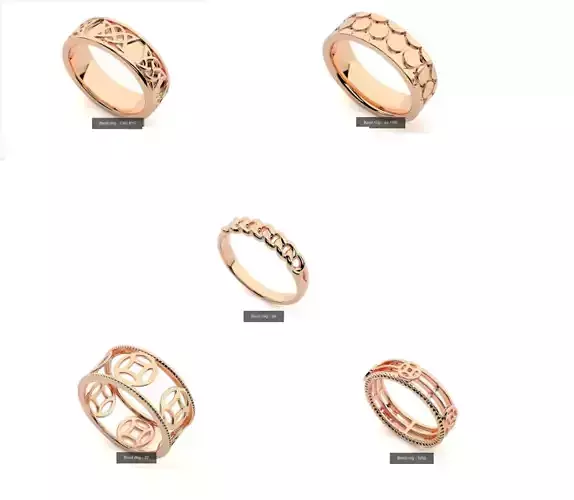 5 Plain gold Band ring 3dm stl render  3D Model Collection