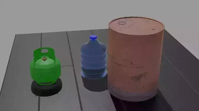 3d model of gallon-iron barrel and gas