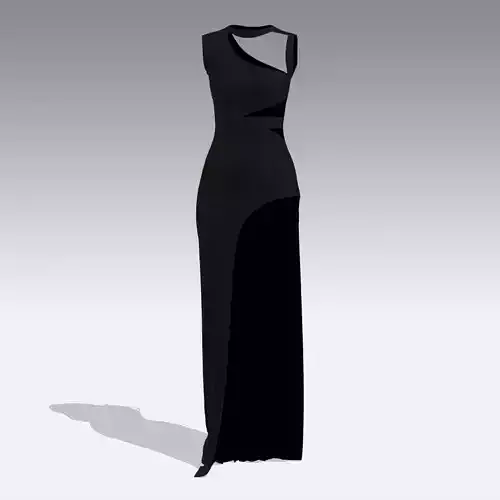 ASYMETRIC DRESS BLACK SLIT LOOK