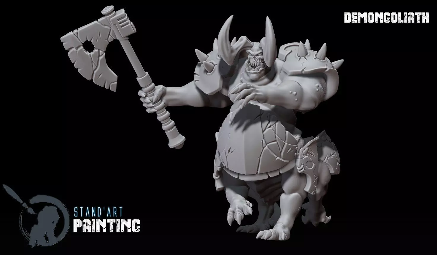 Demongoliath demon holding axe 3D model_0