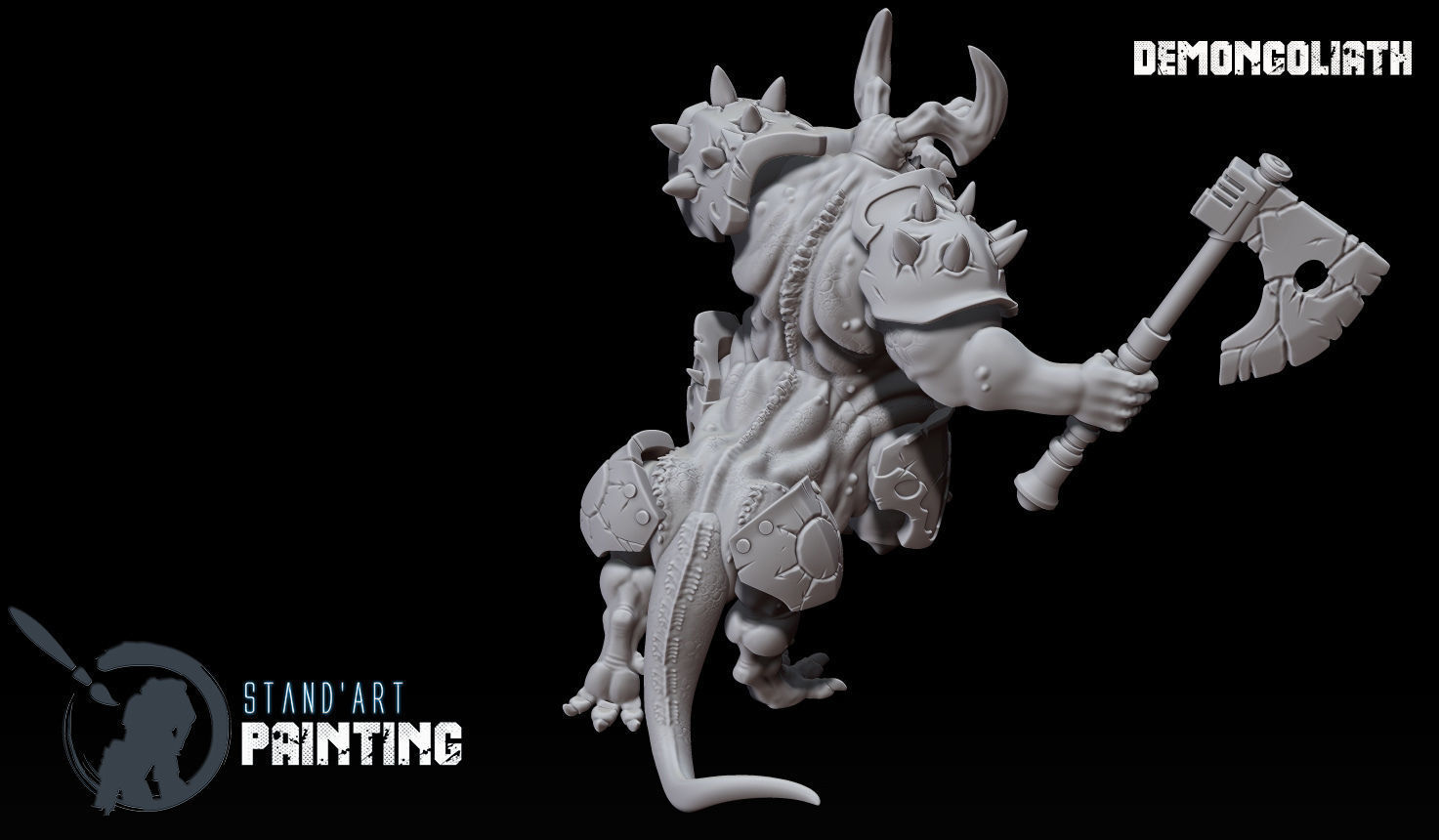 Demongoliath demon holding axe 3D model_1