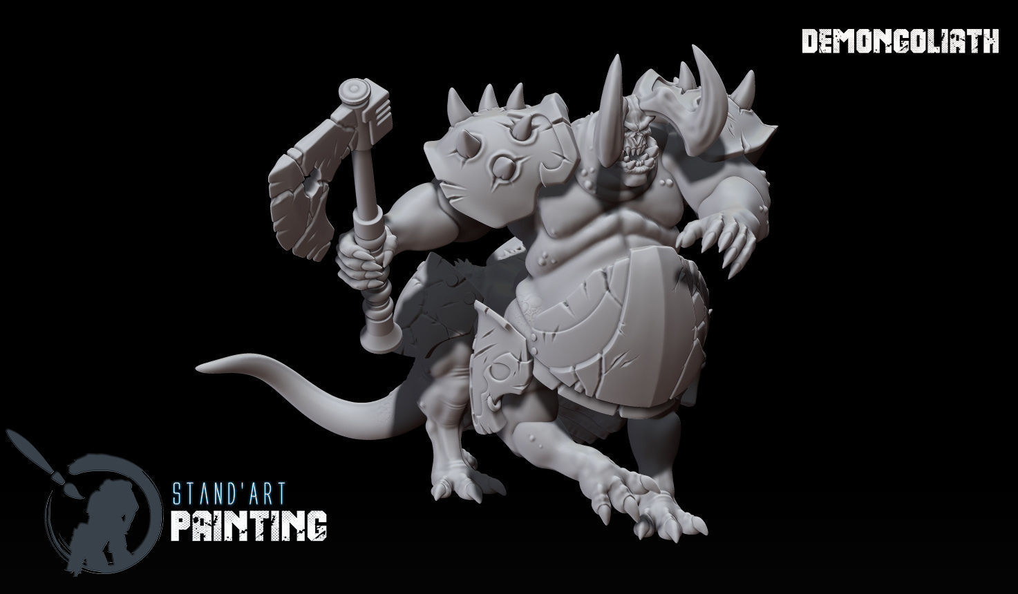 Demongoliath demon holding axe 3D model_2