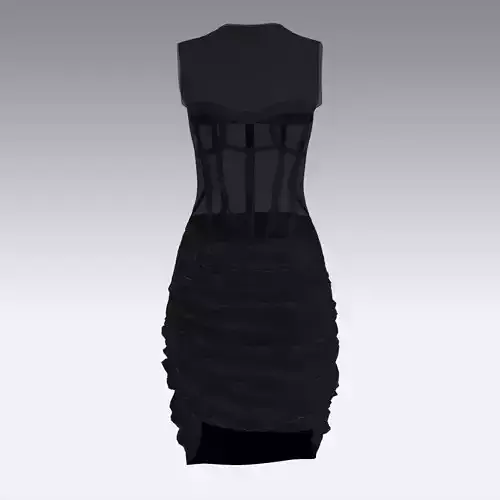 DRESS CORSET TRANSPARENT ELASTIC SKIRT DRAPED LOOK