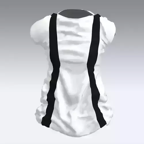 BLOUSE BLACK AD WHITE ELASTIC DRAPED LOOK