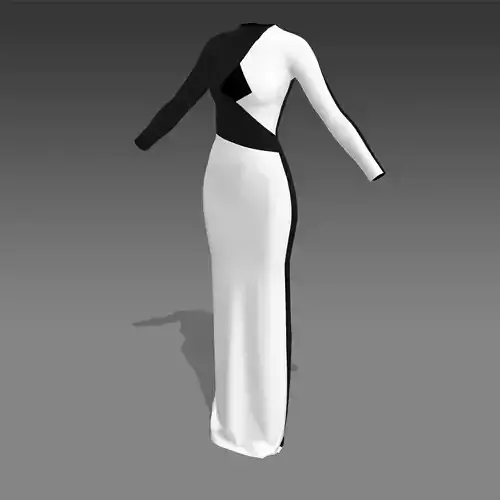 DRESS BLACK AND WHITE  ASYMETRIC LOOK ANVELOP