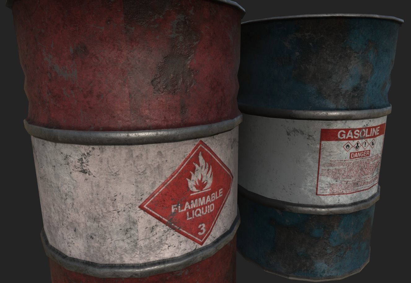 Oil Barrel Damaged Low-poly 3D model_3