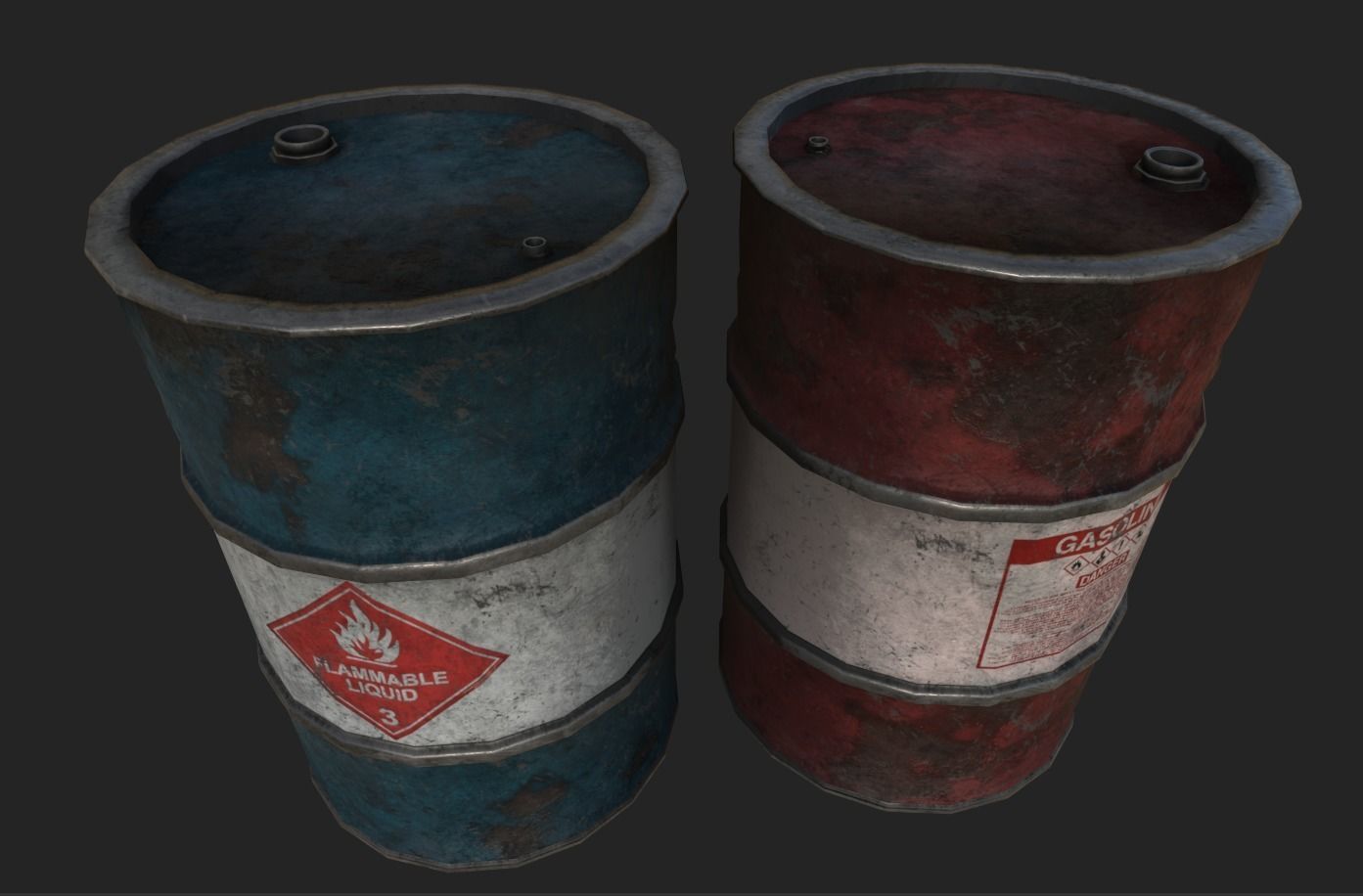Oil Barrel Damaged Low-poly 3D model_2