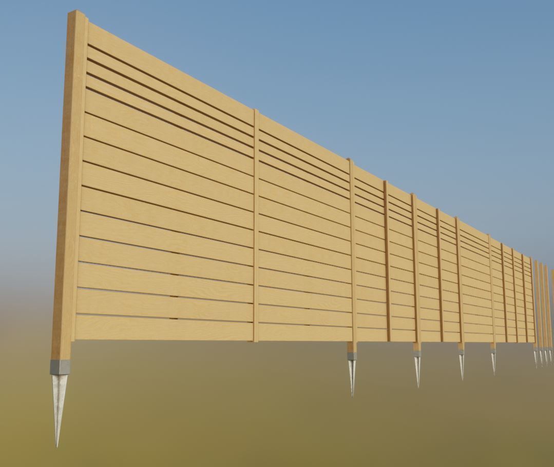 Modular Wood Fence 2 Remastered Low-poly 3D model_10