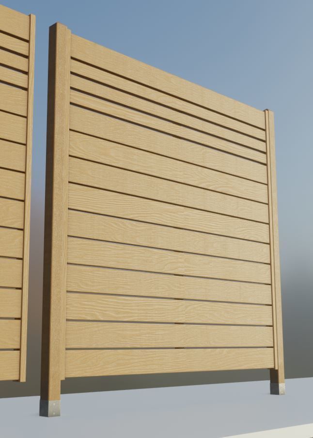 Modular Wood Fence 2 Remastered Low-poly 3D model_2