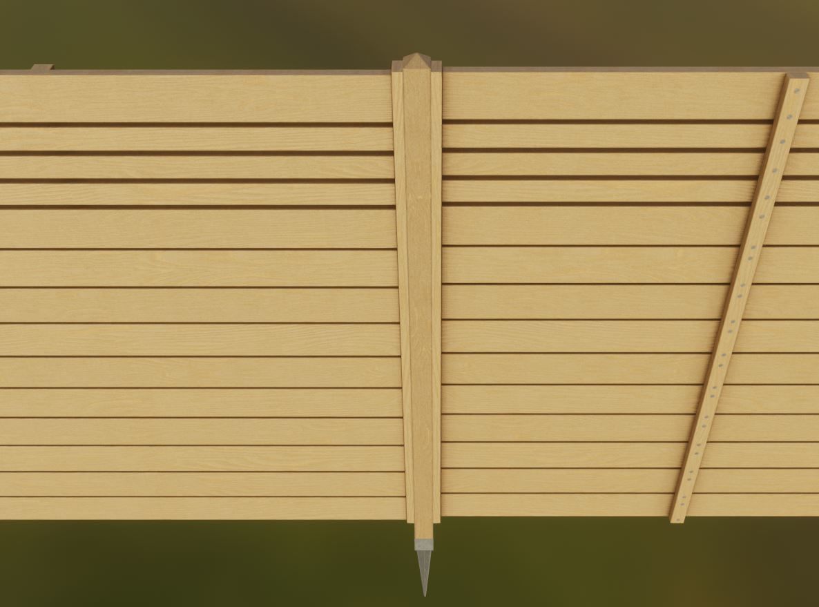 Modular Wood Fence 2 Remastered Low-poly 3D model_6