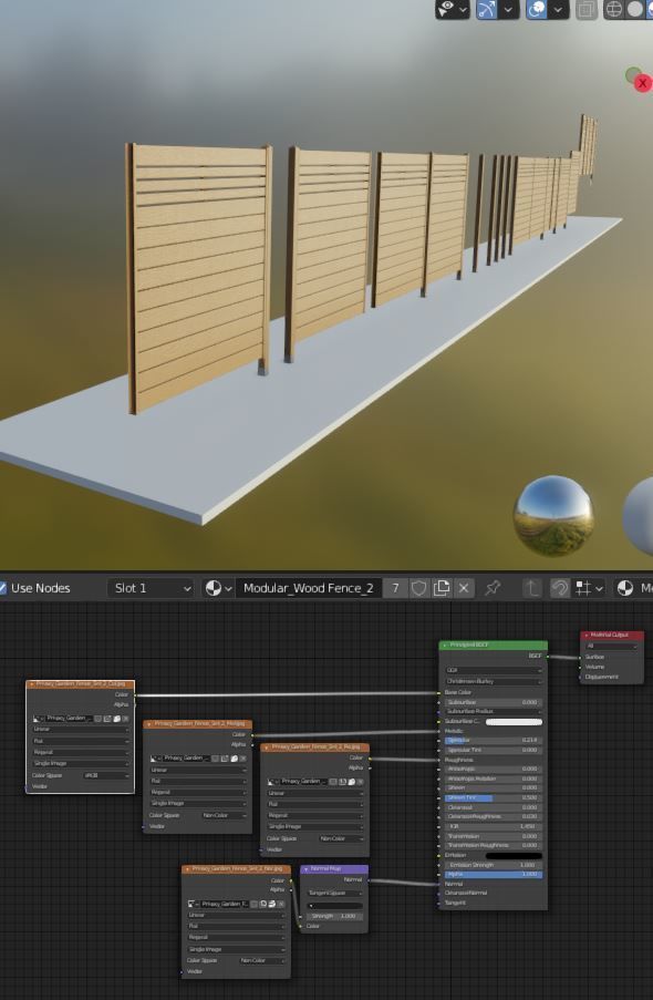 Modular Wood Fence 2 Remastered Low-poly 3D model_8