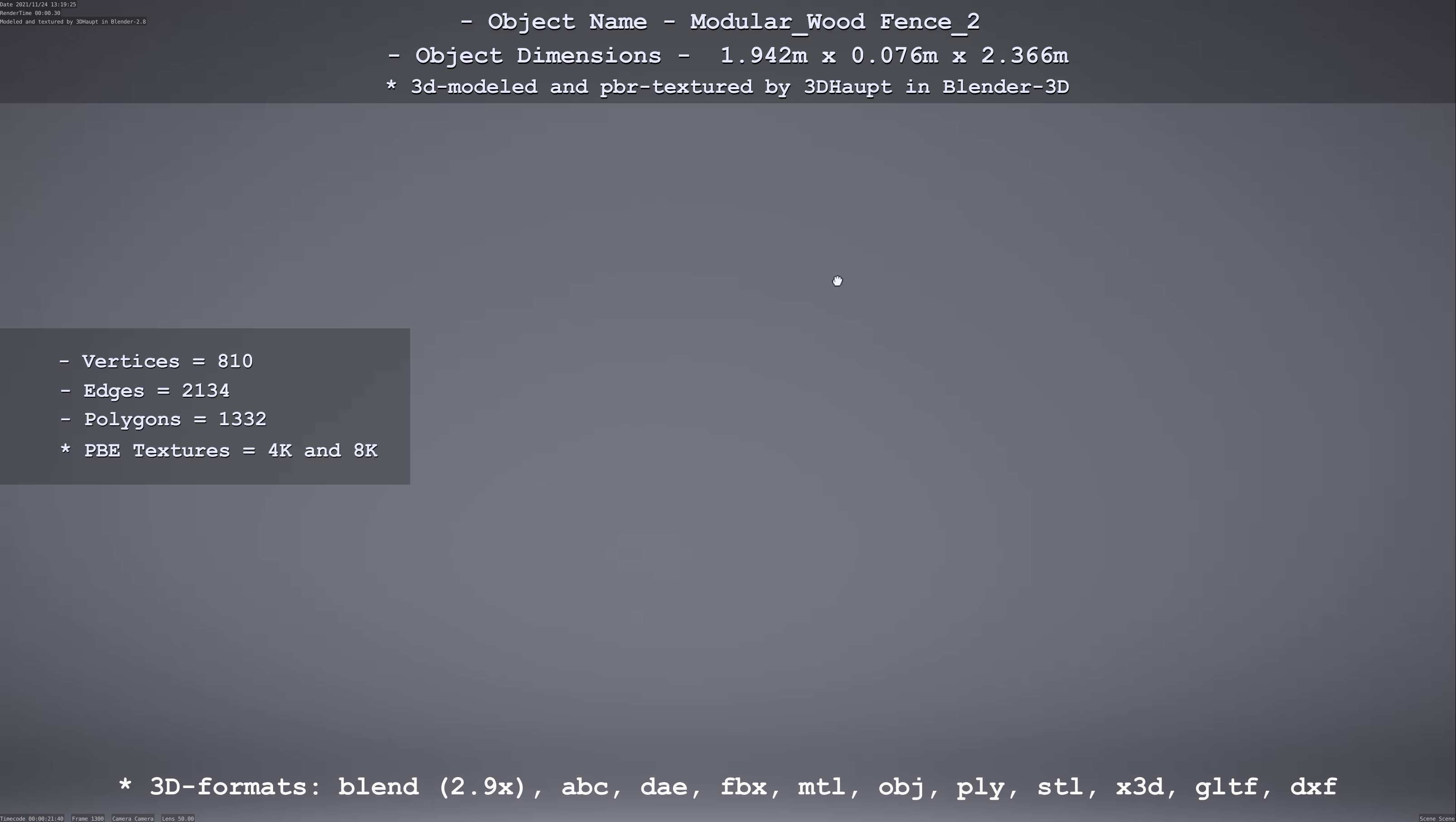Modular Wood Fence 2 Remastered Low-poly 3D model_66