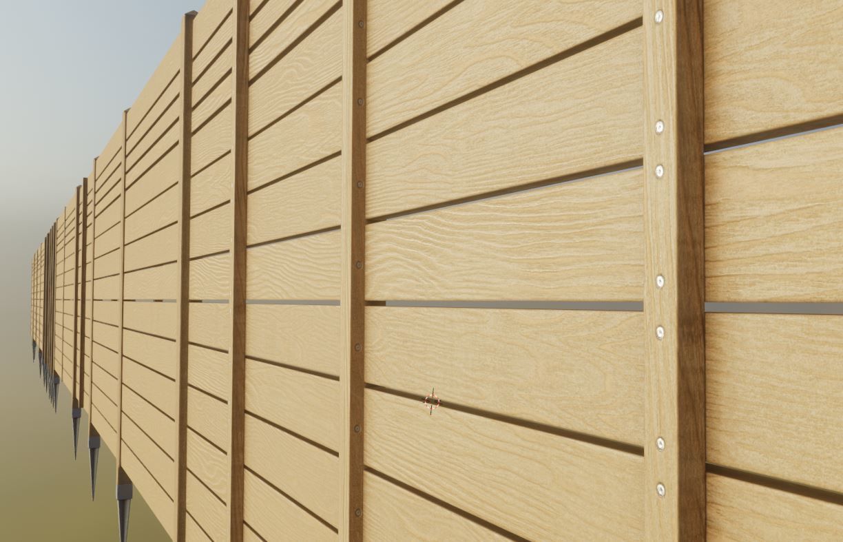 Modular Wood Fence 2 Remastered Low-poly 3D model_3