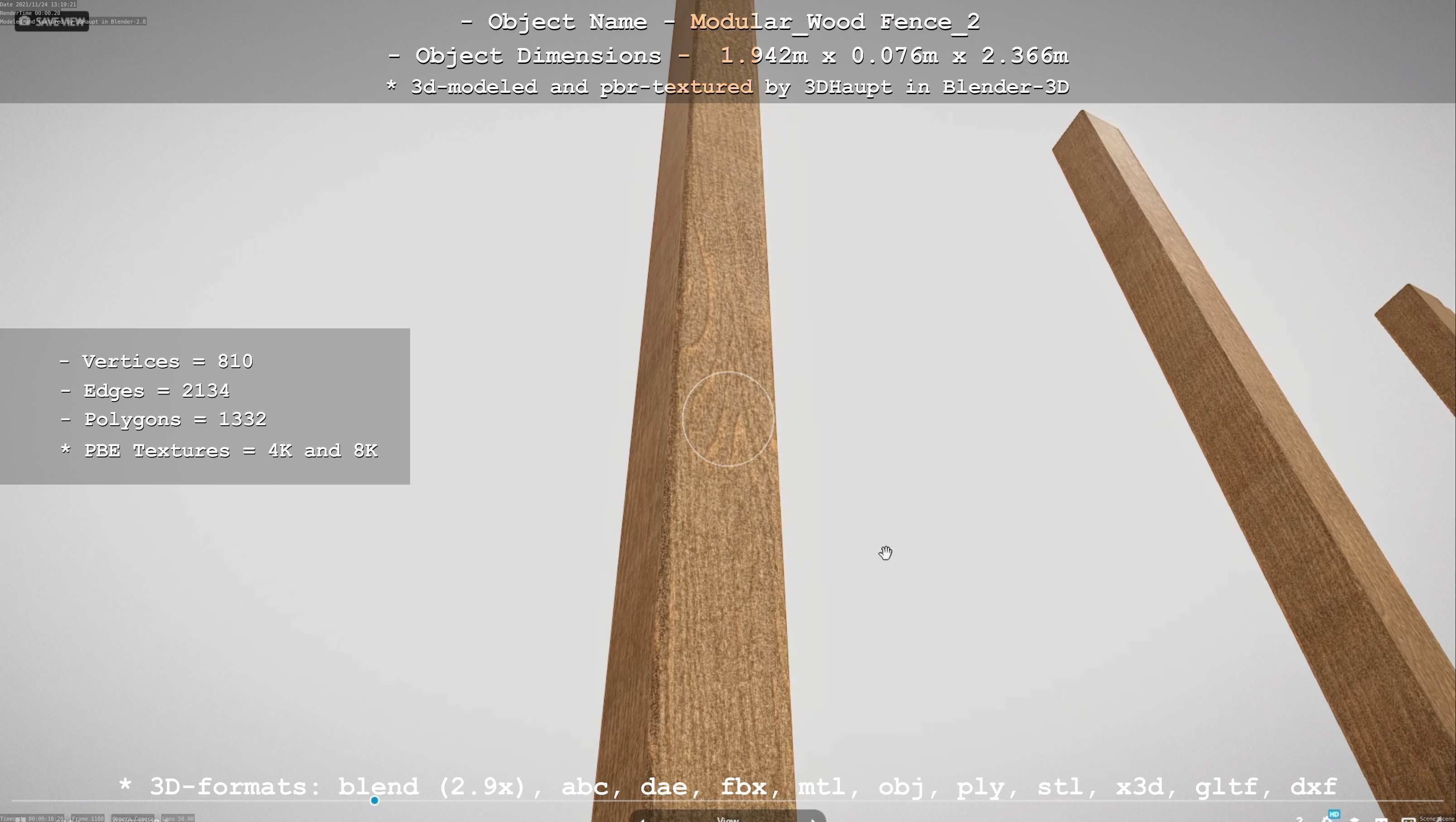 Modular Wood Fence 2 Remastered Low-poly 3D model_69