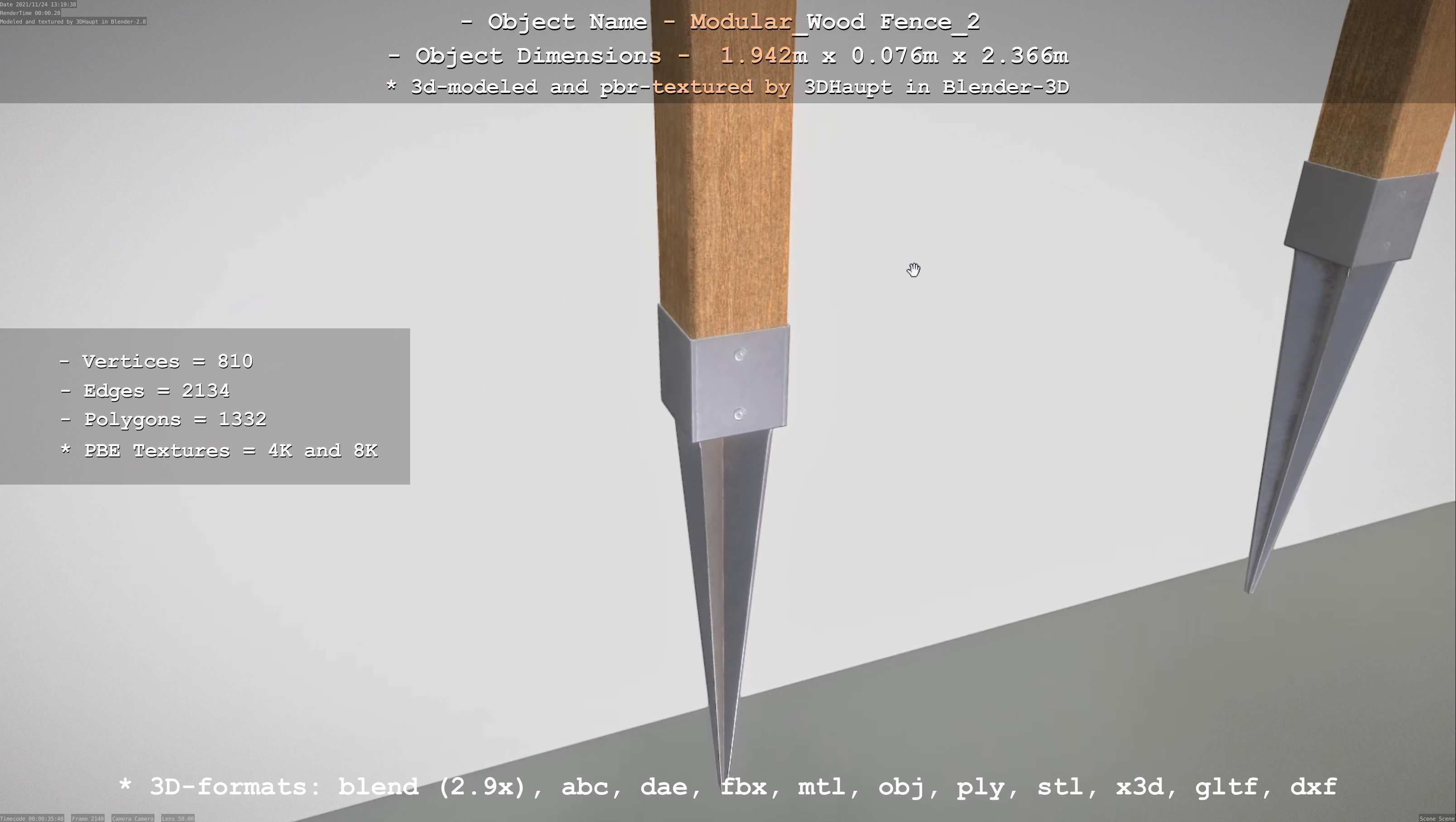 Modular Wood Fence 2 Remastered Low-poly 3D model_84