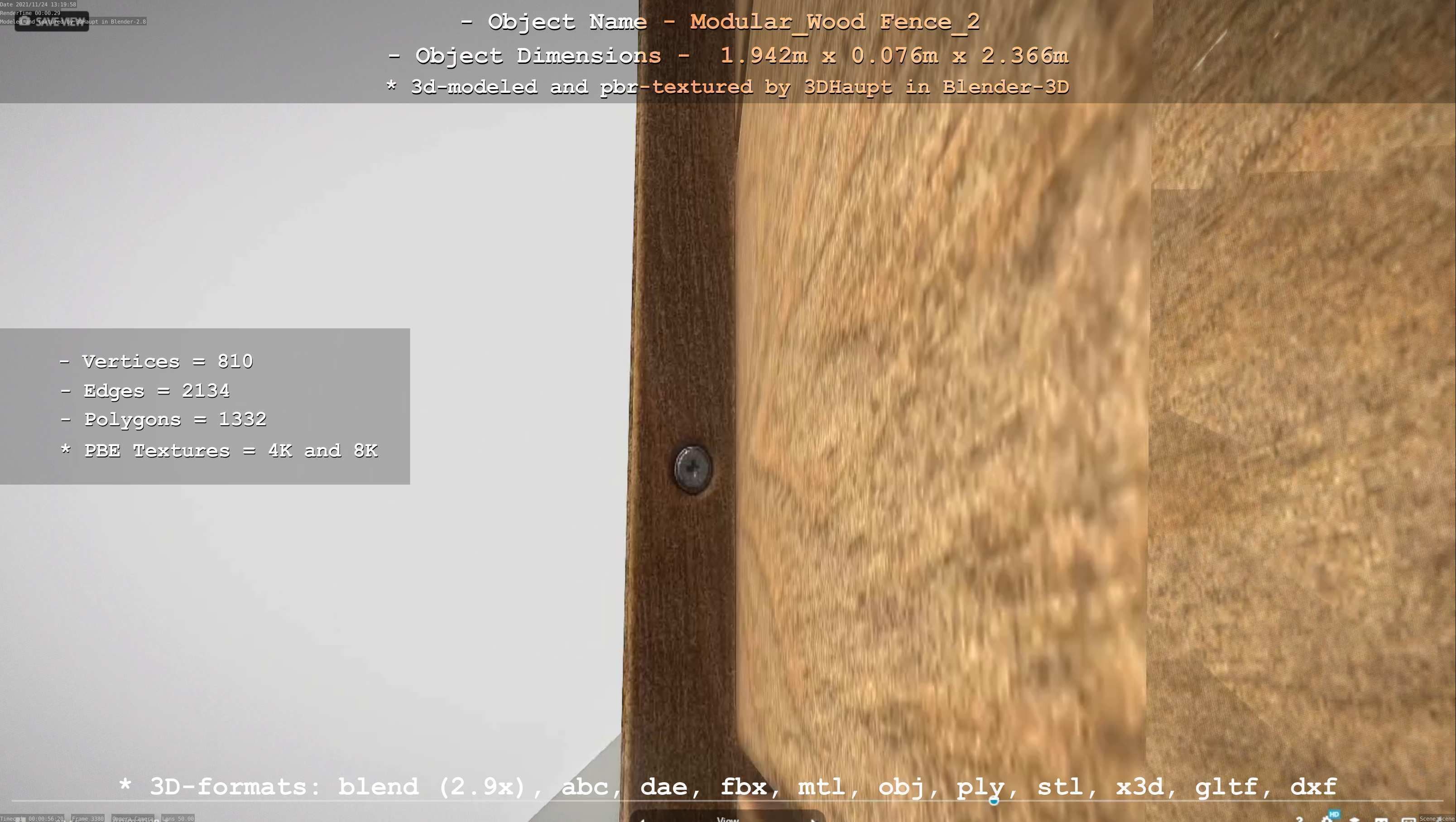 Modular Wood Fence 2 Remastered Low-poly 3D model_44