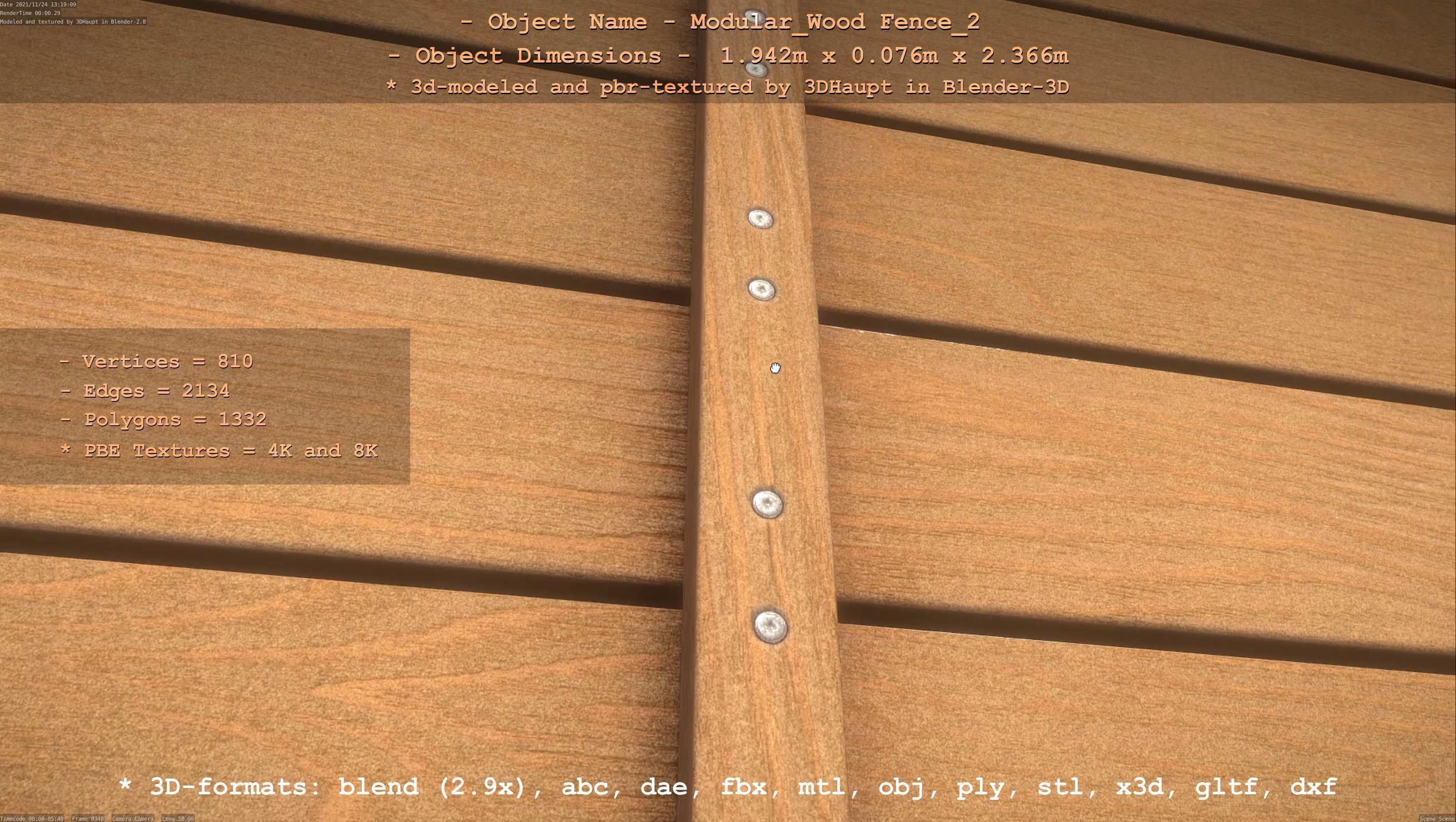 Modular Wood Fence 2 Remastered Low-poly 3D model_18