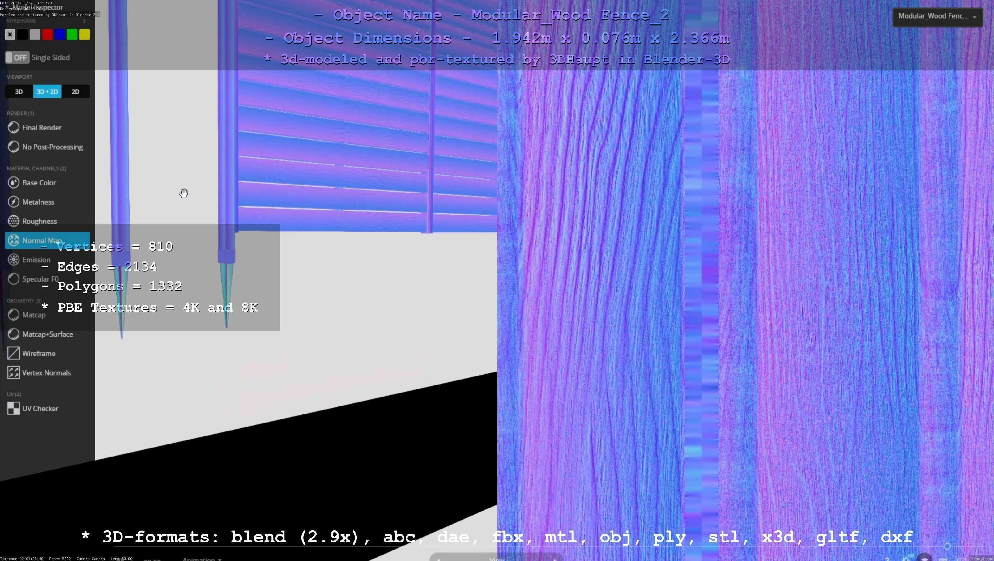 Modular Wood Fence 2 Remastered Low-poly 3D model_21