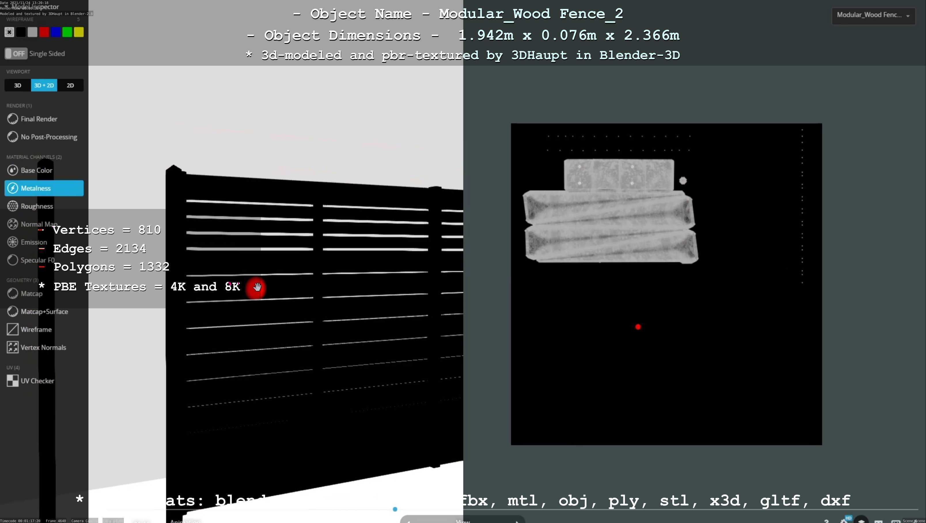Modular Wood Fence 2 Remastered Low-poly 3D model_23