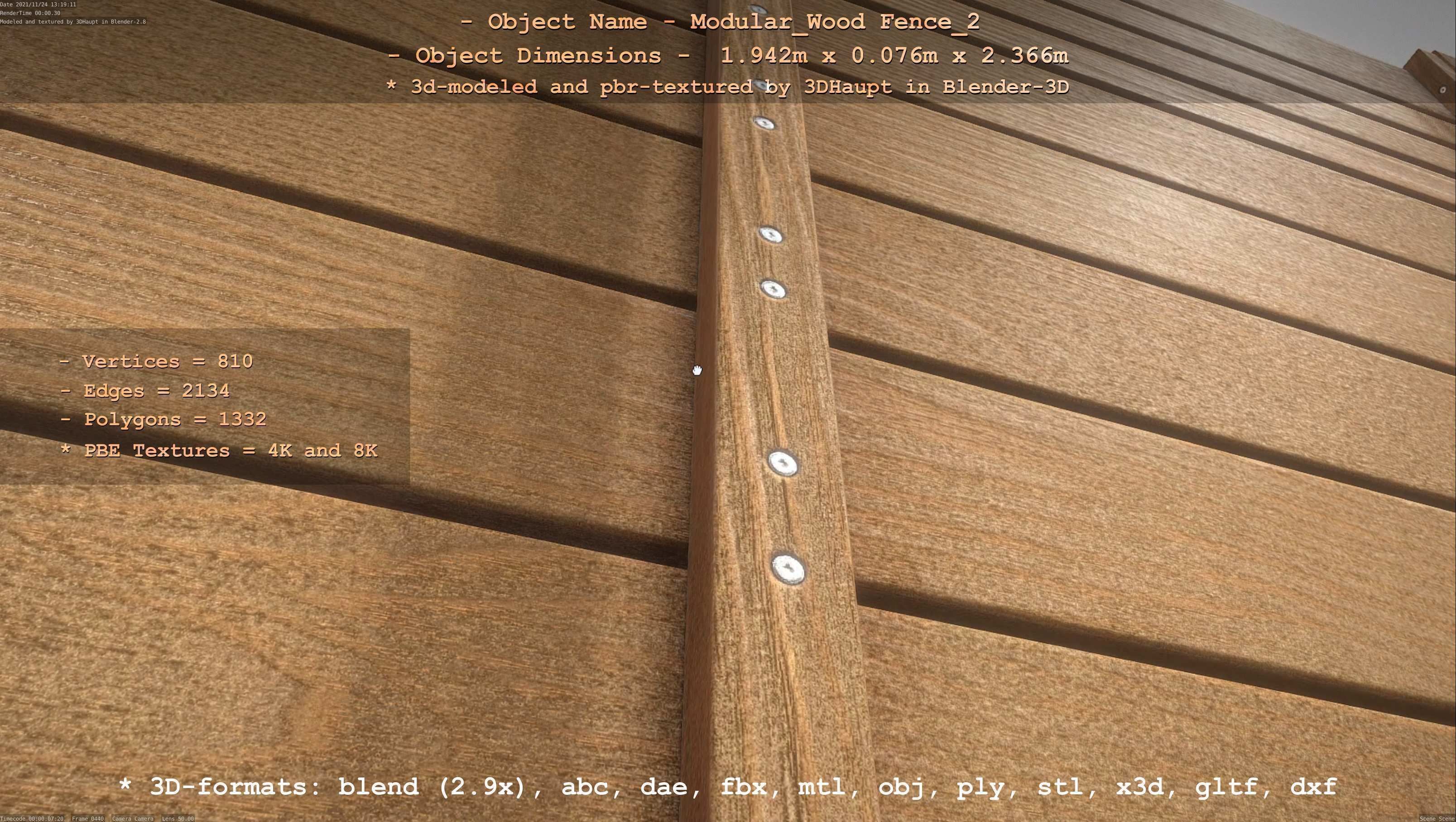 Modular Wood Fence 2 Remastered Low-poly 3D model_31