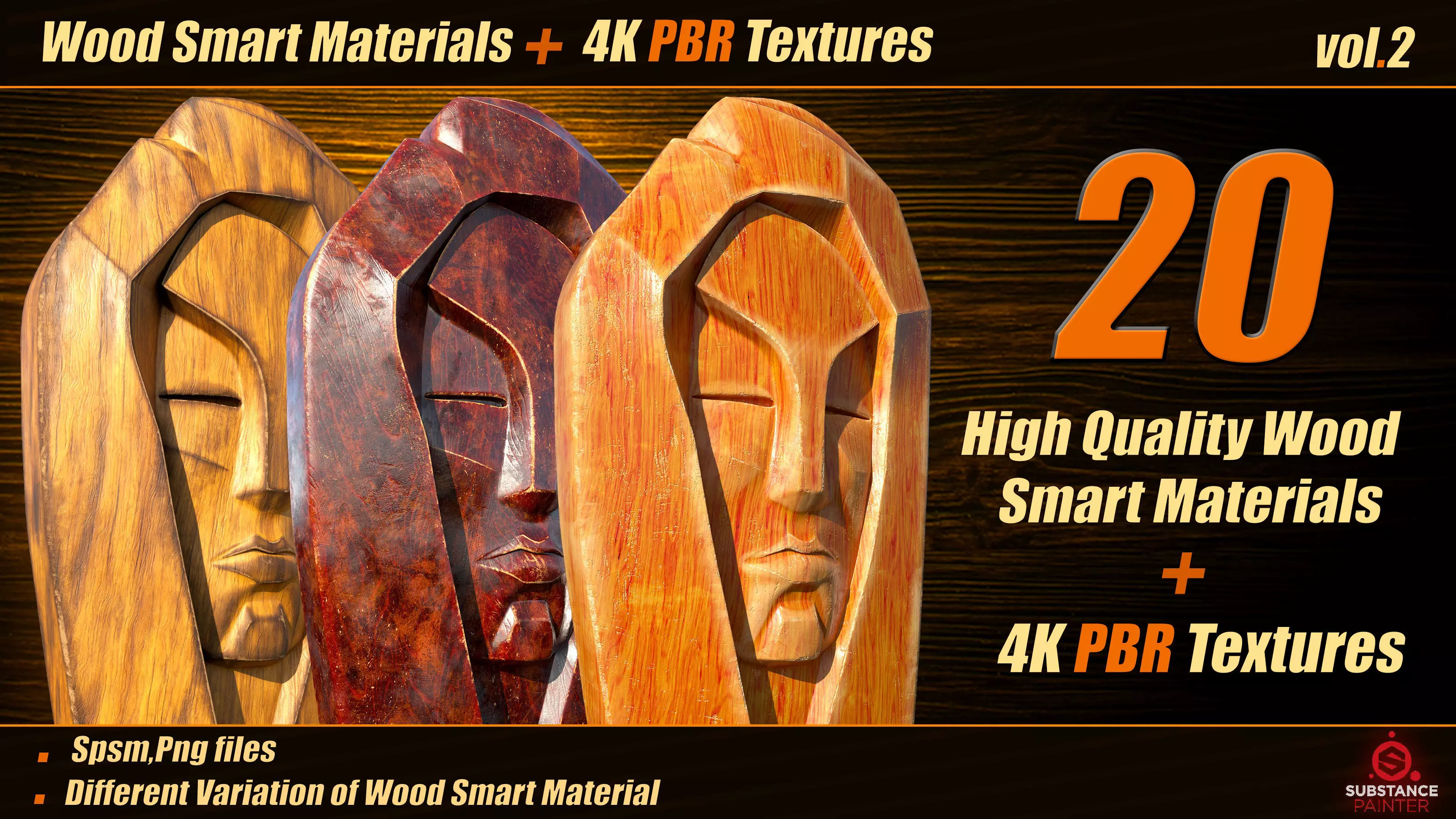 20 HighQuality Wood SmartMaterial and 4K PBR Textures VOL02 Texture