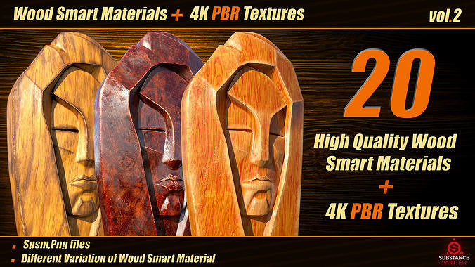 20 HighQuality Wood SmartMaterial and 4K PBR Textures VOL02 Texture