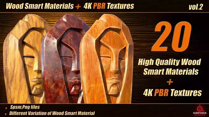 20 HighQuality Wood SmartMaterial and 4K PBR Textures VOL02 Texture