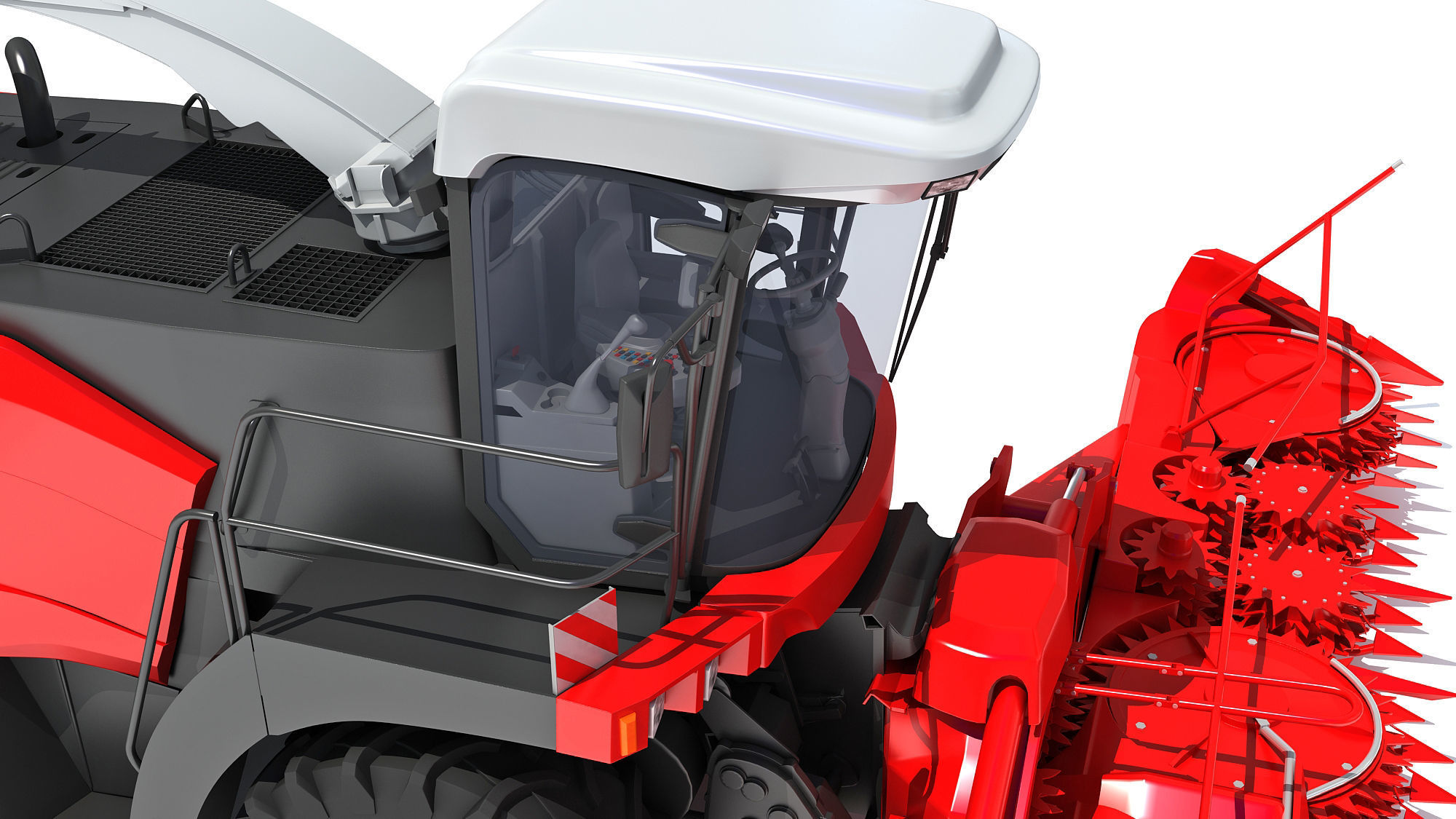 Red Combine Harvester 3D model_14