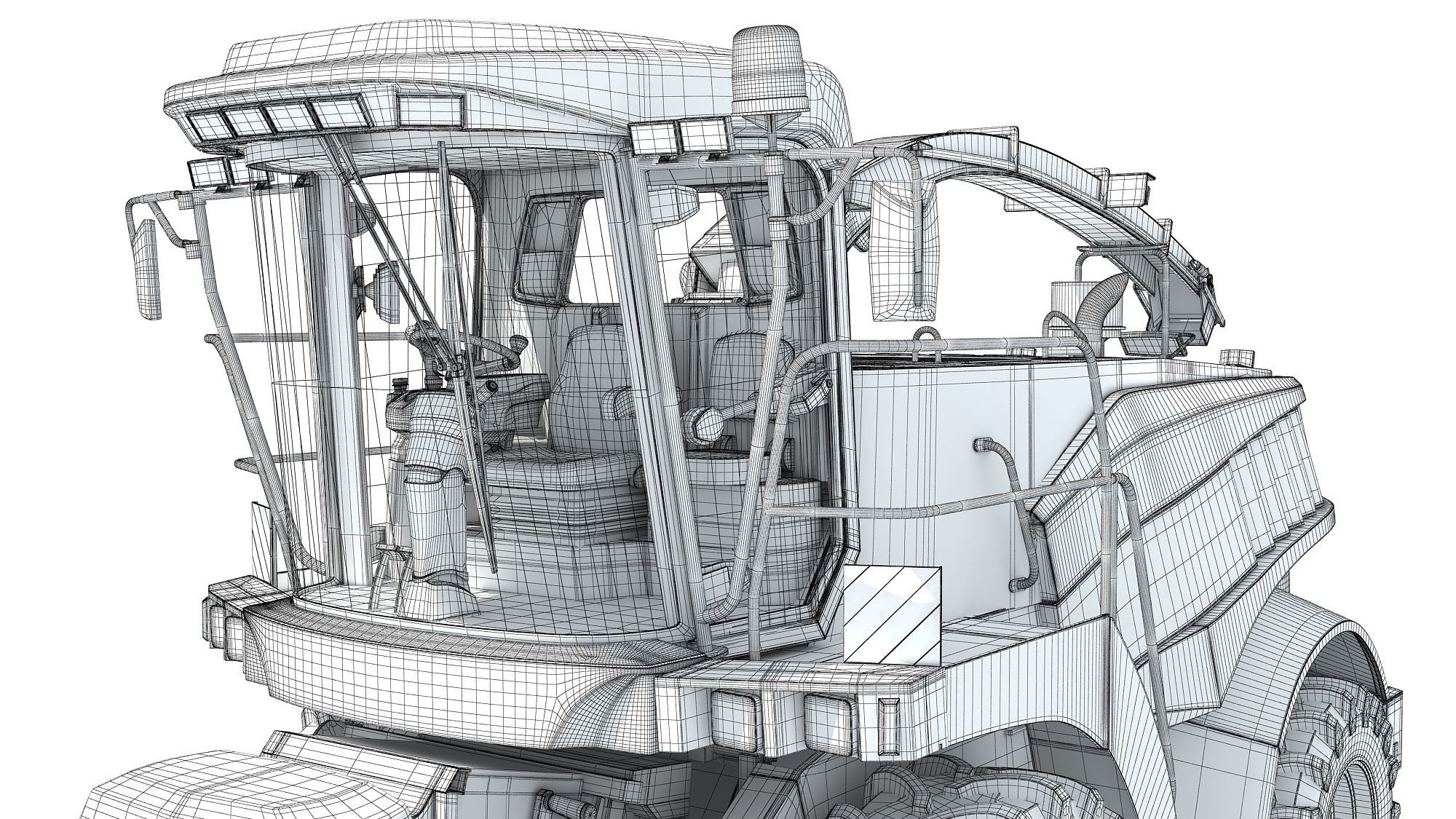 Red Combine Harvester 3D model_19