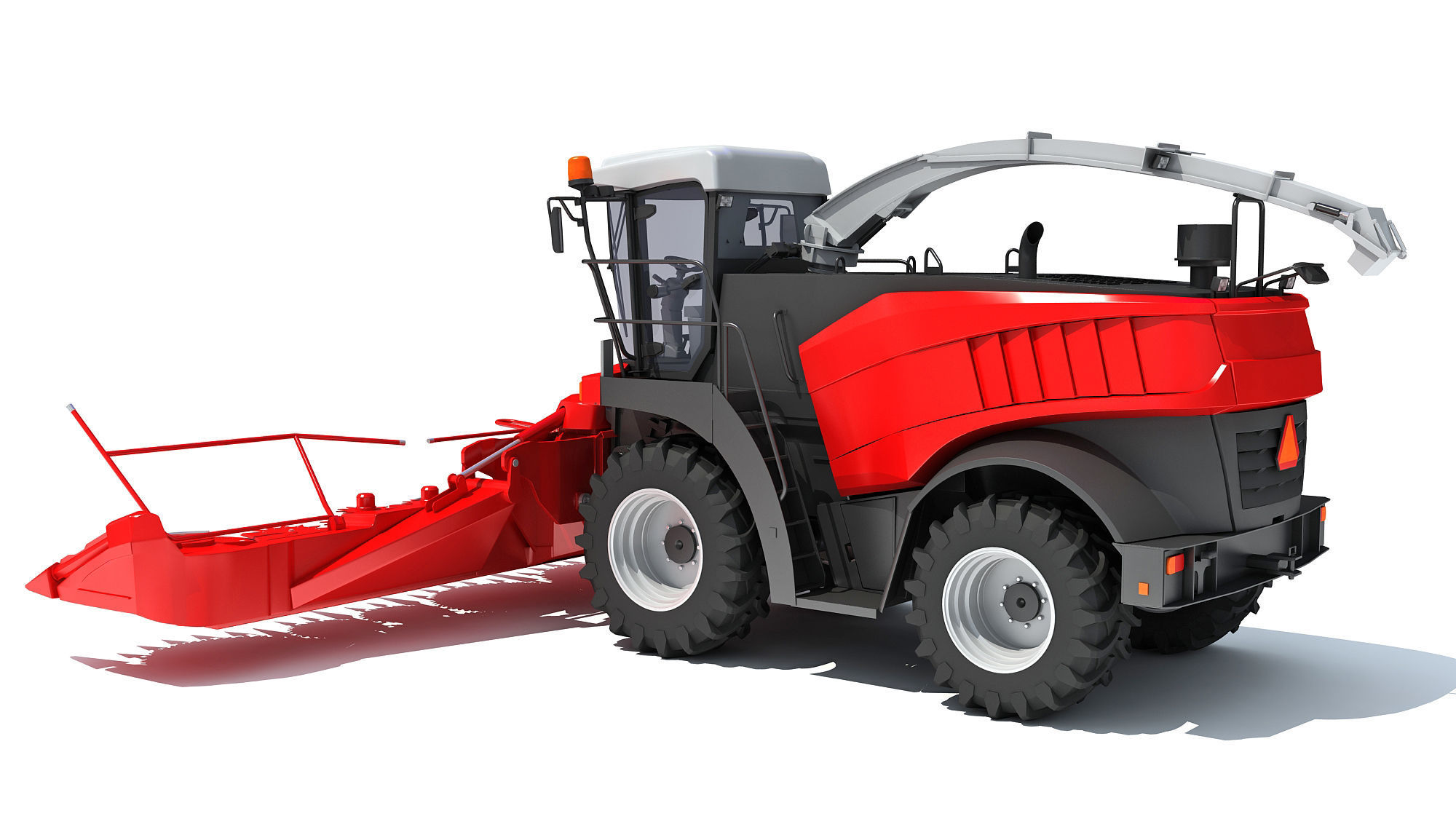 Red Combine Harvester 3D model_2