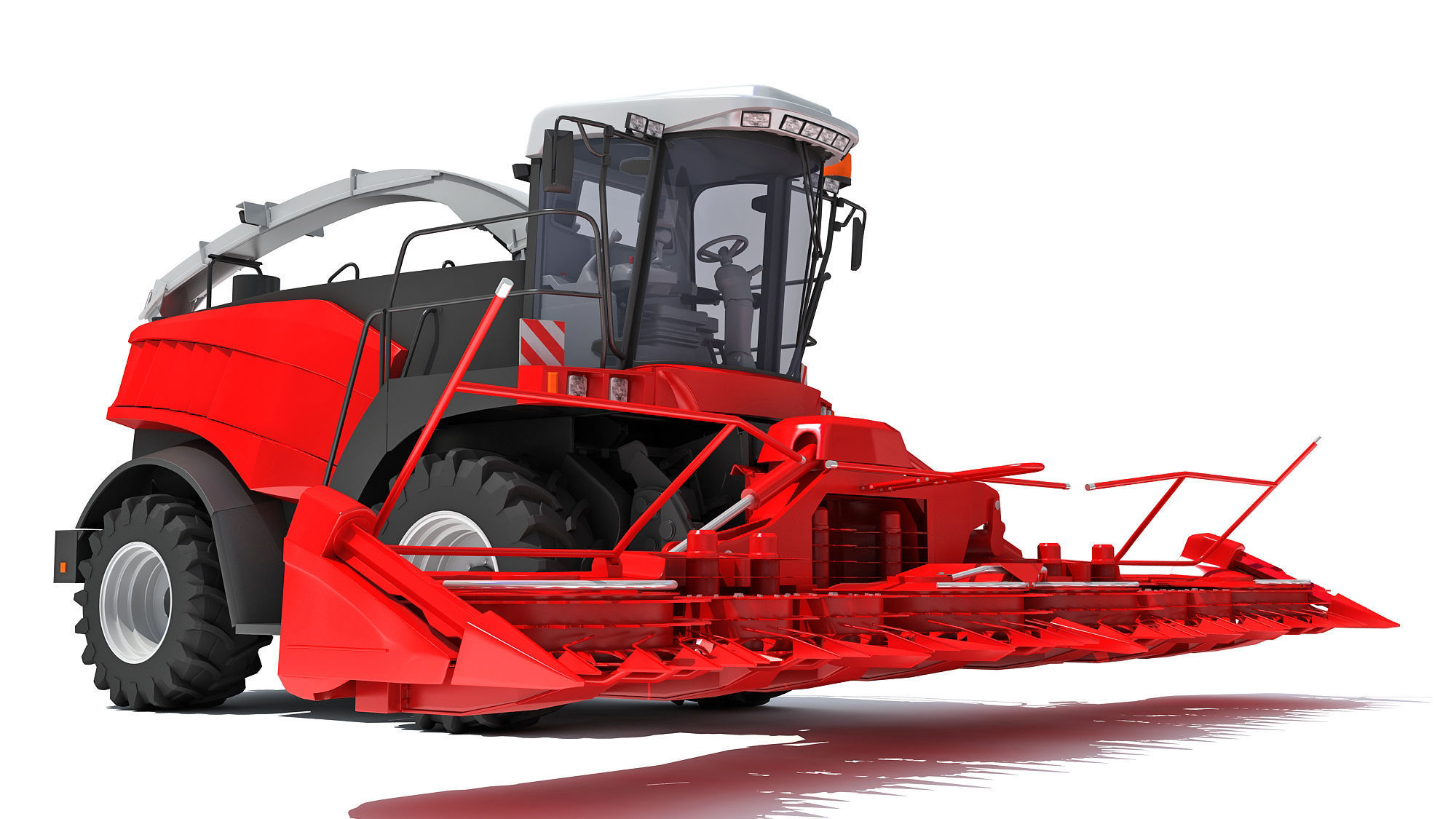 Red Combine Harvester 3D model_8