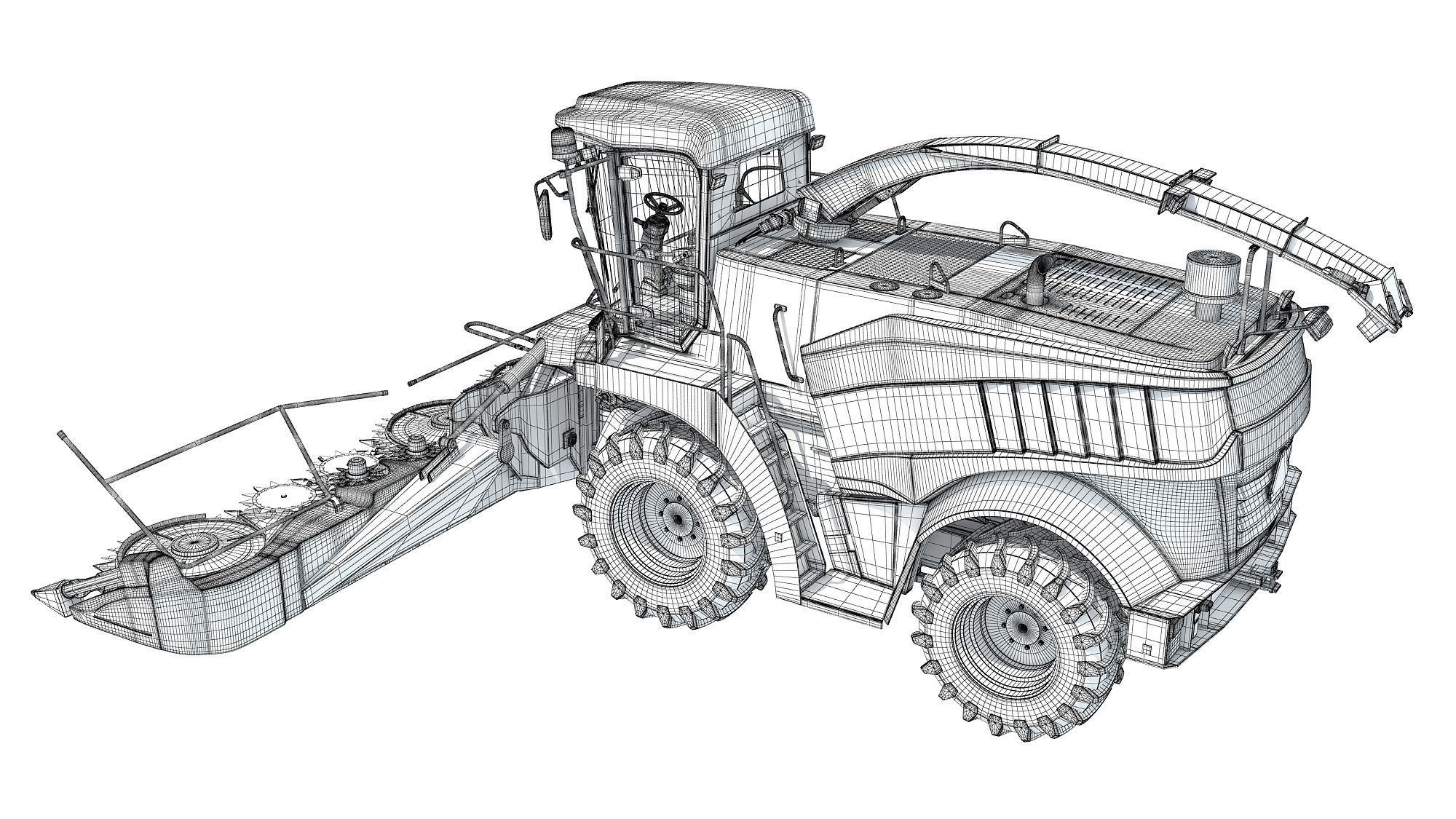Red Combine Harvester 3D model_16