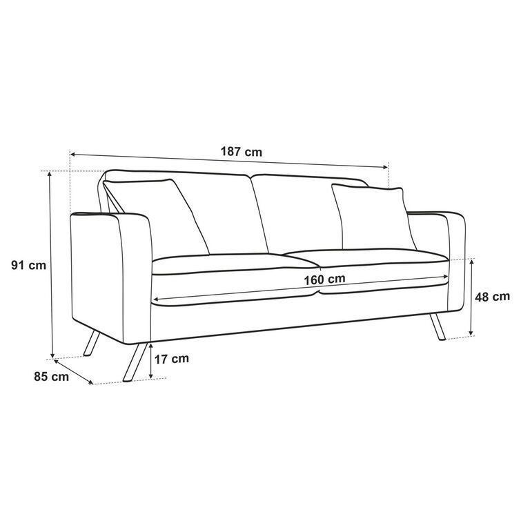 Hernadez 3 Seater Sofa - 3 Colour Low-poly 3D model_3