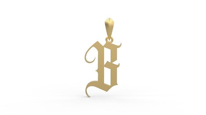 Initial Letters Pendant Angel Wish B 3D print model