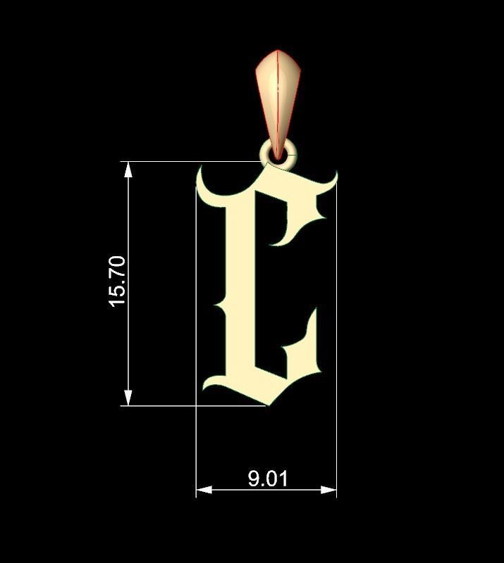 Initial Letters Pendant Angel Wish C 3D print model_5